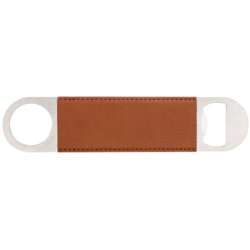 Stainless Steel Bottle Opener with Leatherette Handle - 12 Pack Thumbnail
